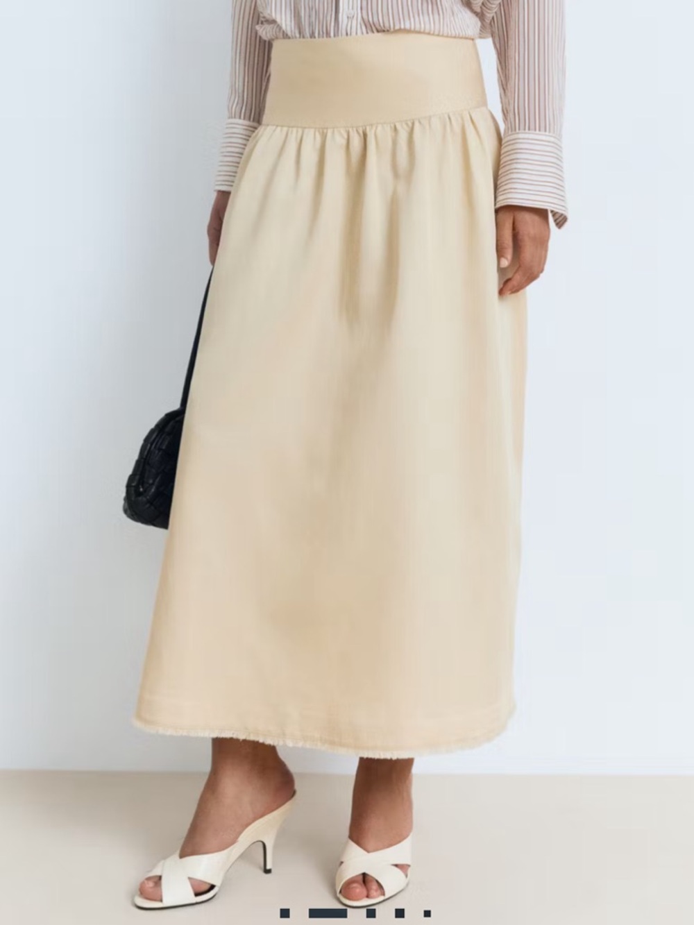 Mango Midi Skirt with Frayed Edges